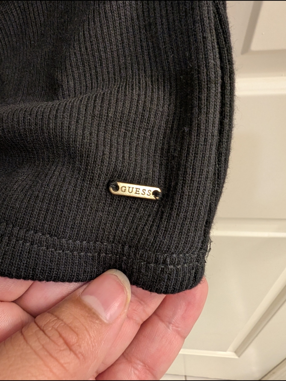 GUESS Black Off-Shoulder Ribbed Top - Picture 4 of 5